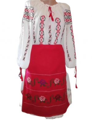 Costum popular dama format din 3 piese, ie, fusta si fote, bumbac 100% de calitate superioara – LLDJ10105