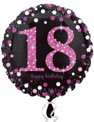 balon folie 45 cm pink 18 ani celebration
