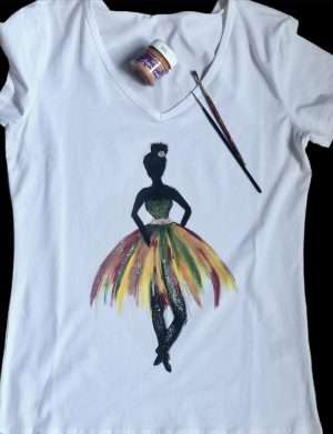 Tricou pictat manual pentru femei Balerina, AHGL13289