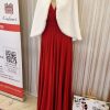 Rochie versatila domnisoara de onoare rosu, bolero mireasa alb (2)