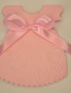 Invitatie botez in forma de rochita roz – DSBC201003