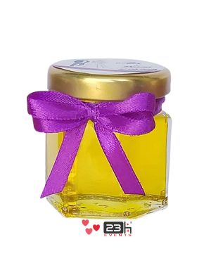 Marturii dulci cu miere, model handmade Iubire – mov, borcan 50 gr – DSBC007