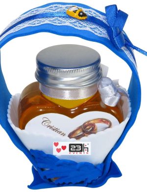 Marturii dulci cu miere, model handmade Cupe cu nectar – albastru , borcan 90 gr – DSBC29009