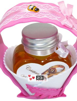 Marturii dulci cu miere, model handmade Cupe cu nectar – roz, borcan 90 gr – DSBC1681