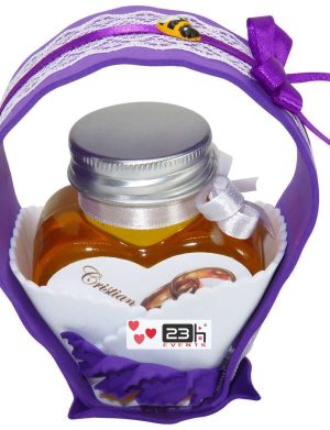 Marturii dulci cu miere, model handmade Cupe cu nectar – mov, borcan 90 gr  – DSBC1675