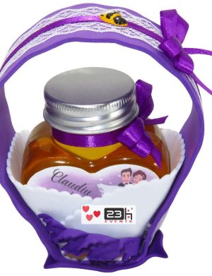 Marturii dulci cu miere, model handmade Cupe cu nectar – mov, borcan 90 gr  – DSBC1674