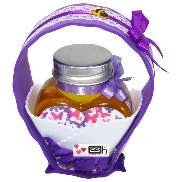 Marturii dulci cu miere, model handmade Cupe cu nectar - mov, borcan 90 gr - DSBC1696