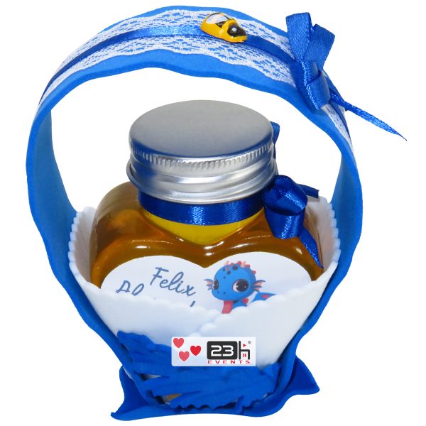 Marturii dulci cu miere, model handmade „Cupe cu nectar” - albastru , borcan 90 gr – DSBC1918