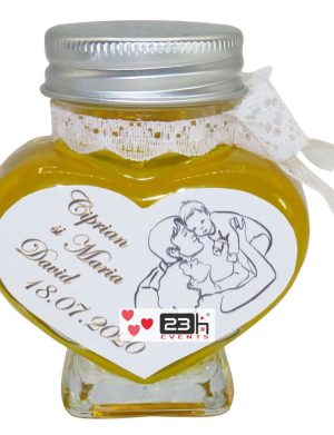 Marturii dulci cu miere, model handmade Eleganta – alb, borcan 90 gr – DSBC1663