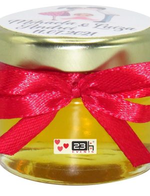 Marturii dulci cu miere, model handmade Iubire – rosu, borcan 30 gr – DSBC1668