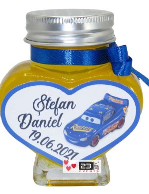 Marturii dulci cu miere, model handmade Iubire – albastru, borcan 90 gr – DSBC1628
