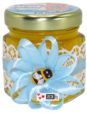 Marturii dulci cu miere, model handmade Rafinament – bleo, borcan 50 gr – DSBC1612