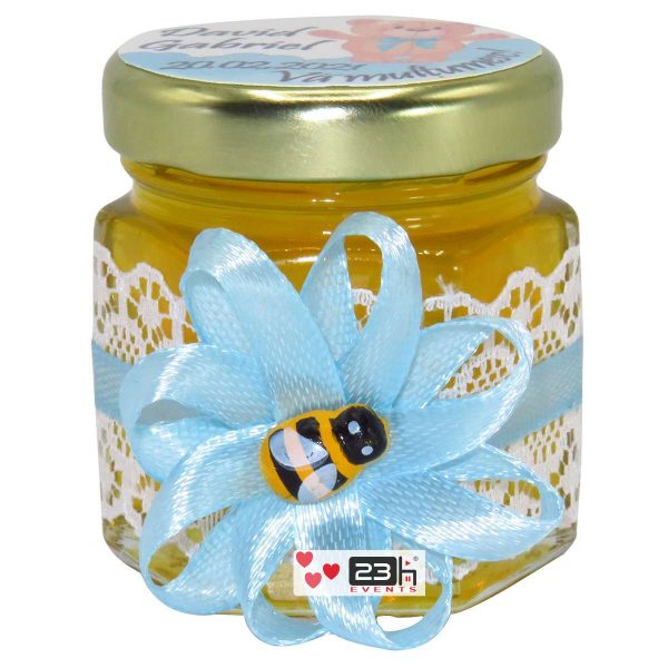Marturii dulci cu miere, model handmade Rafinament - bleo, borcan 50 gr - DSBC1612