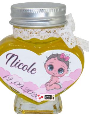 Marturii dulci cu miere, model handmade Eleganta – alb, borcan 90 gr – DSBC1618