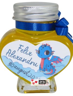 Marturii dulci cu miere, model handmade Iubire – albastru, borcan 90 gr – DSBC1620