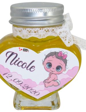 Marturii dulci cu miere, model handmade Eleganta – alb, borcan 90 gr – DSBC1618