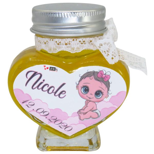 Marturii dulci cu miere, model handmade Eleganta - alb, borcan 90 gr - DSBC1618