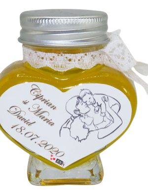 Marturii dulci cu miere, model handmade Eleganta - alb, borcan 90 gr - DSBC1663