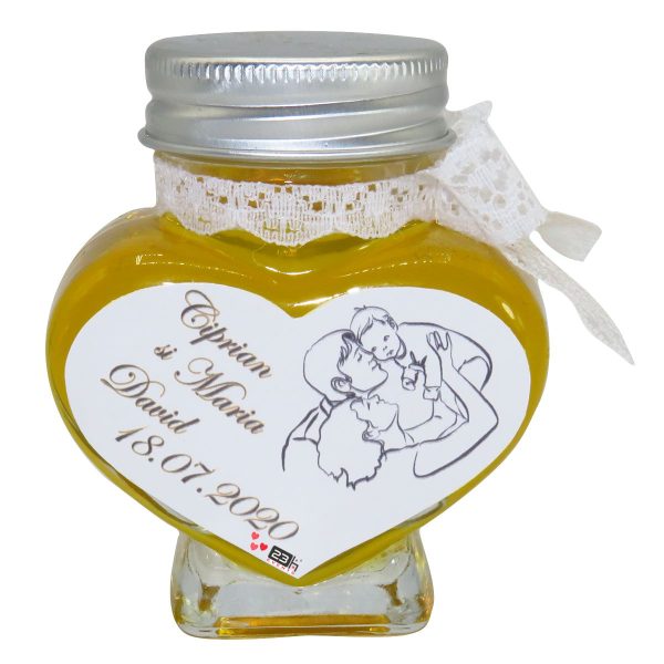 Marturii dulci cu miere, model handmade Eleganta - alb, borcan 90 gr - DSBC1663