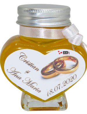 Marturie dulce cu miere, model handmade Iubire – alb, borcan 90 gr – DSBC1635