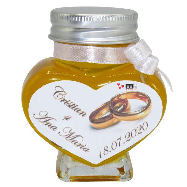 Marturie dulce cu miere, model handmade Iubire - alb, borcan 90 gr - DSBC1635