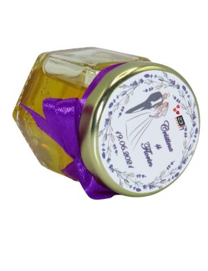 Marturii dulci cu miere, model handmade Iubire – mov, borcan 50 gr – DSBC1659