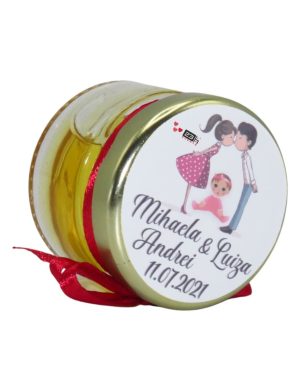 Marturii dulci cu miere, model handmade Iubire – rosu, borcan 30 gr – DSBC1668