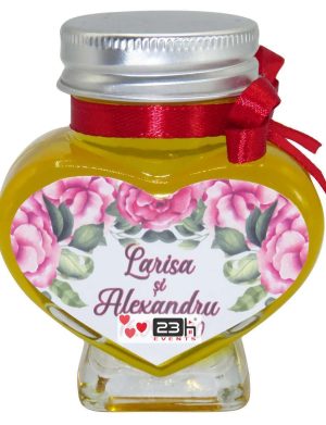 Marturii dulci cu miere, model handmade Iubire – rosu, borcan 90 gr – DSBC1631