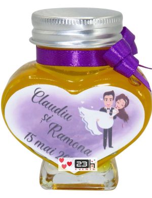 Marturii dulci cu miere, model handmade Iubire – mov, borcan 90 gr – DSBC1634