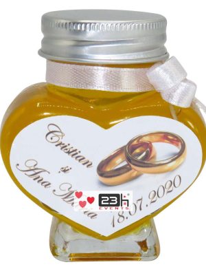 Marturii dulci cu miere, model handmade Iubire – alb, borcan 90 gr – DSBC1635