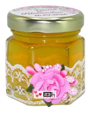 Marturii dulci cu miere, model handmade Adiere – roz, borcan 50 gr – DSBC1636