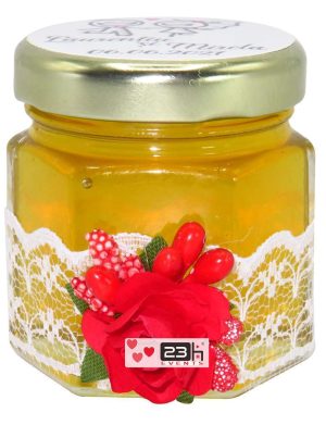 Marturii dulci cu miere, model handmade Adiere – rosu, borcan 50 gr – DSBC1642