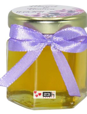 Marturii dulci cu miere, model handmade Iubire – lila, borcan 50 gr – DSBC1658