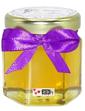 Marturii dulci cu miere, model handmade Iubire – mov, borcan 50 gr – DSBC1659