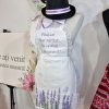 Set dezgatit mireasa 4 piese, model alb cu flori de lavanda, palarie neagra si bentita, SODIS164 (2)