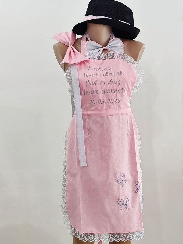 Set dezgatit mireasa 4 piese, model roz cu fluturasi Personalizat, palarie neagra si fundita ODIS181 (3)