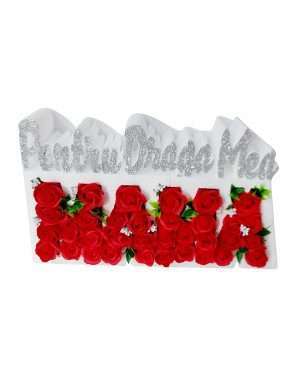 Aranjament cu trandafiri de sapun MAMA model 1, 10×45 cm, ARBC1104