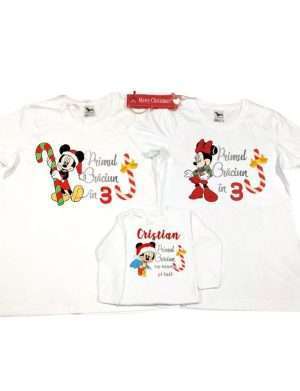 Set 2 tricouri & 1 body personalizat “Primul Craciun”, baby Mickey – ACD1925