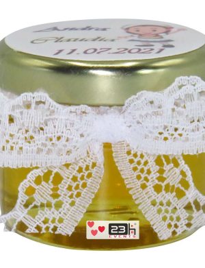 Marturii dulci cu miere, fetita port traditional, personalizata Dorinta 30 gr. – DSBC201001
