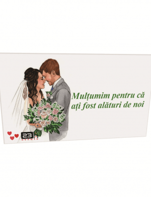Marturie nunta nepersonalizata, tema verde, din placaj lemn 80x45mm cu magnet – ILIF202036