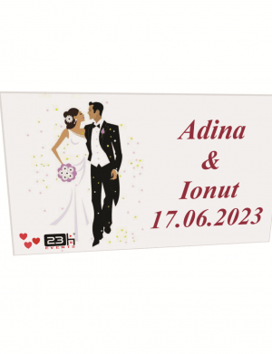Marturie nunta silueta miri, tema rosie, din placaj lemn 80x45mm cu magnet – ILIF202037