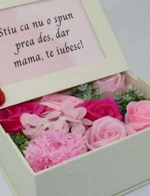 Aranjament cu flori de sapun, Mama – te iubesc – ILIF202056