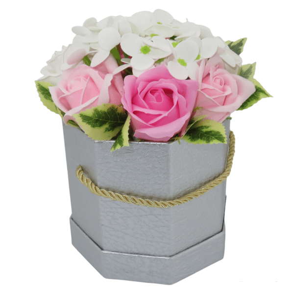 Aranjament cu flori albe si roz de sapun 23h Events