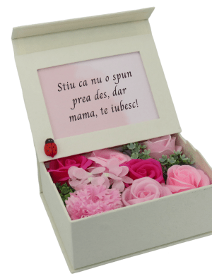 Aranjament cu flori de sapun, Mama – te iubesc – ILIF202056