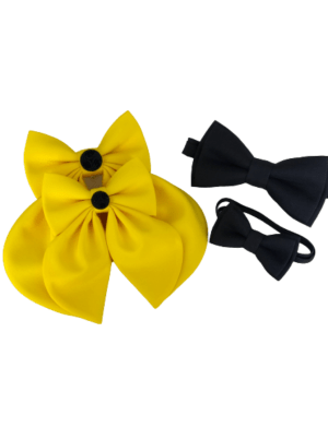 Set 4 papioane Giulia, culoarea galben si negru, georgette si satin de matase, IFCJ203016