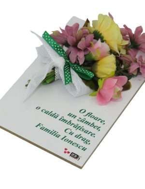 Cadou placuta lemn decorata cu flori si mesaj – ILIF203055