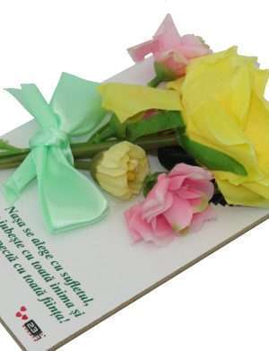 Cadou pentru nasa, placuta lemn decorata cu flori si mesaj – ILIF203056