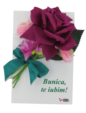 Cadou pentru bunica, placuta lemn decorata cu flori si mesaj – ILIF203058