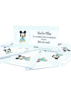 Plic de dar botez personalizat cu nume, Baby Mickey, bleu – MIBC203032