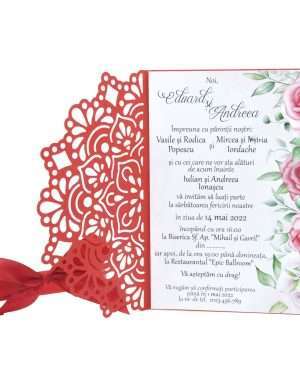 Invitatie nunta model Mandala, 10,5×14,5 cm, rosu – MIBC203004